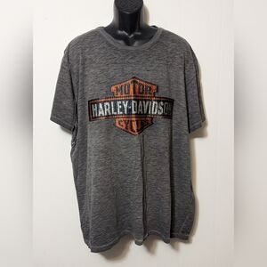 Men's Harley Davidson Embroidered Logo Gray T-Shirt Size 3XL